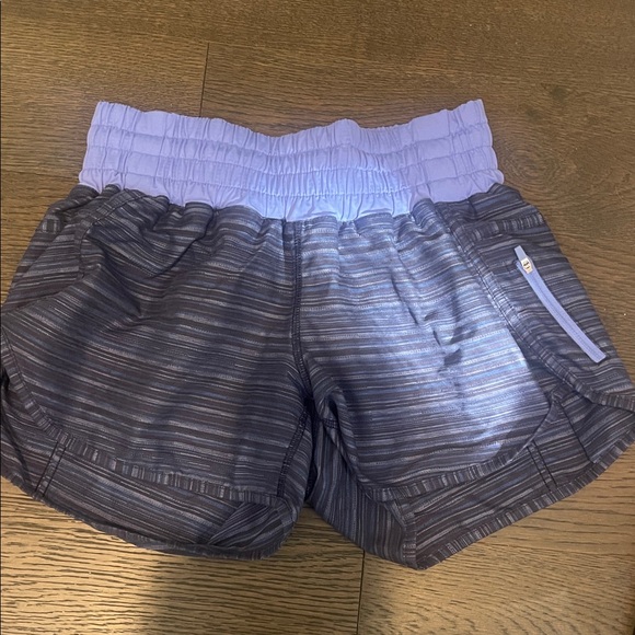 lululemon athletica Striped Gray and Lavender Athletic Shorts - Picture 1 of 4